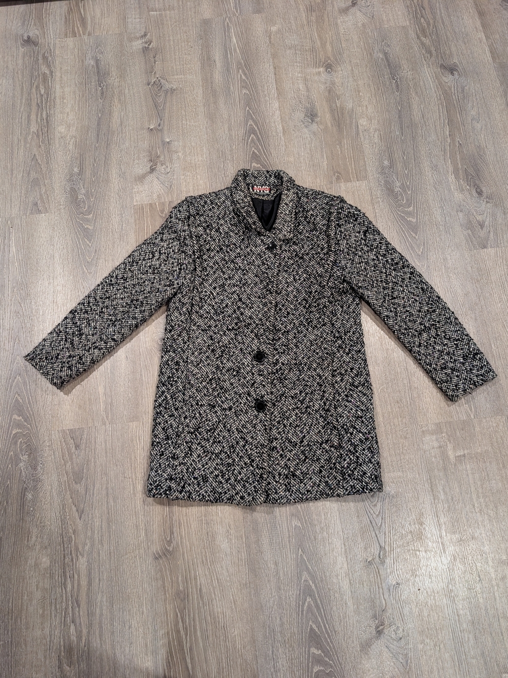 Vintage New York Girl Tweed Herringbone Overcoat Jacket Size 12 Made In USA